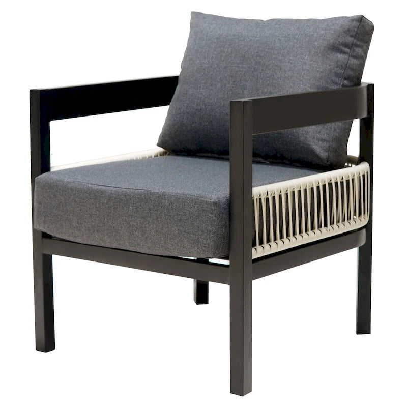 Roomfitters Multi-Person Outdoor Iron Sofa Set with Table, Rattan Decoration, Waterproof, Rust-Proof for Garden, Lawn