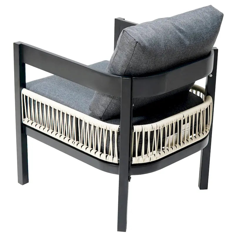 Roomfitters Multi-Person Outdoor Iron Sofa Set with Table, Rattan Decoration, Waterproof, Rust-Proof for Garden, Lawn