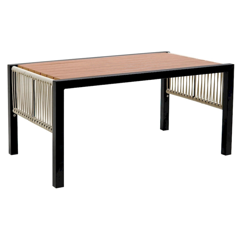 Roomfitters Multi-Person Outdoor Iron Sofa Set with Table, Rattan Decoration, Waterproof, Rust-Proof for Garden, Lawn