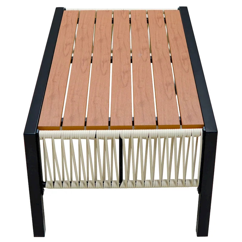 Roomfitters Multi-Person Outdoor Iron Sofa Set with Table, Rattan Decoration, Waterproof, Rust-Proof for Garden, Lawn