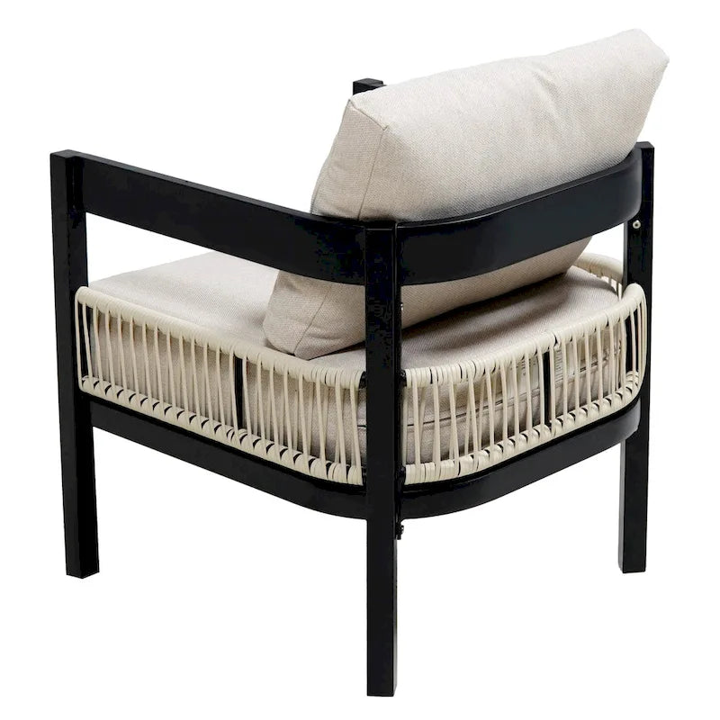 Roomfitters Multi-Person Outdoor Iron Sofa Set with Table, Rattan Decoration, Waterproof, Rust-Proof for Garden, Lawn