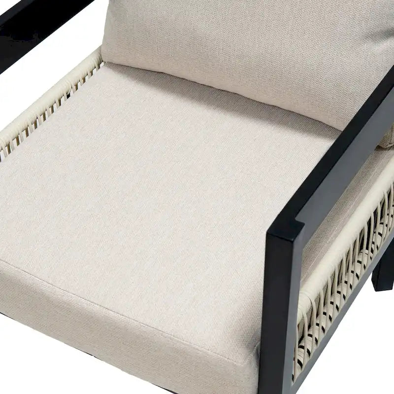 Roomfitters Multi-Person Outdoor Iron Sofa Set with Table, Rattan Decoration, Waterproof, Rust-Proof for Garden, Lawn