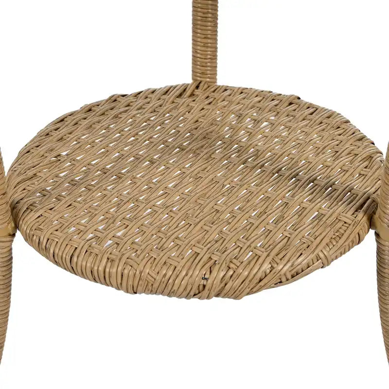 Roomfitters Outdoor Leisure Set, 2 Rattan Single Chairs with Glass Round Table for Patios, Balconies, Courtyards