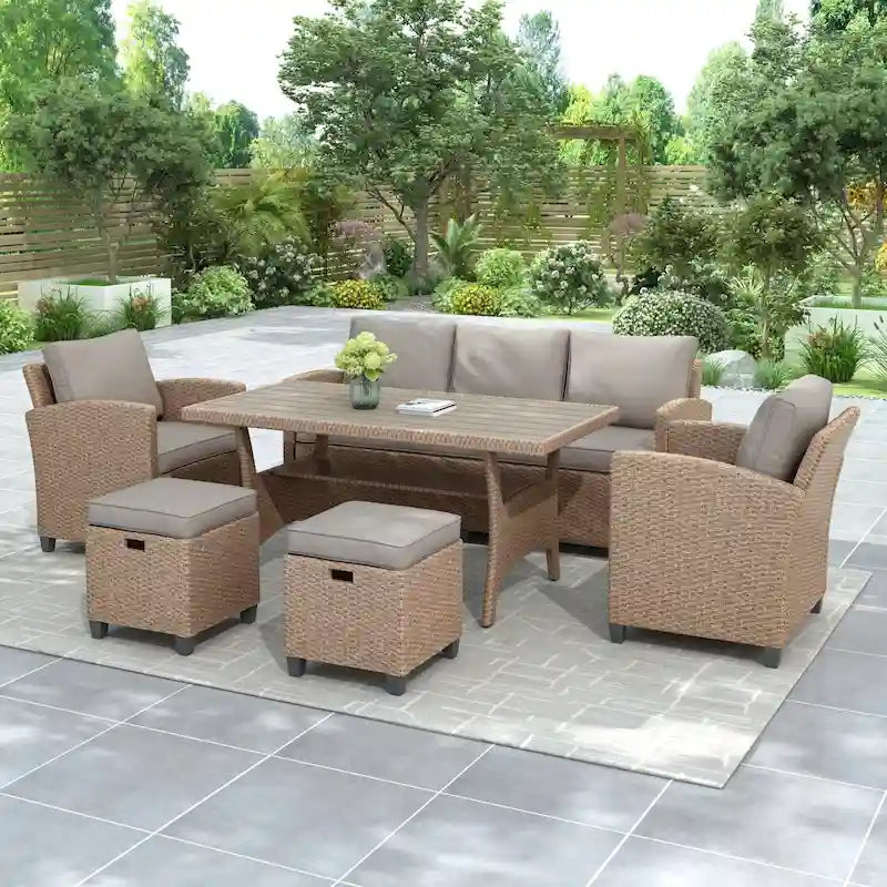 6-Piece Outdoor Rattan Wicker Set