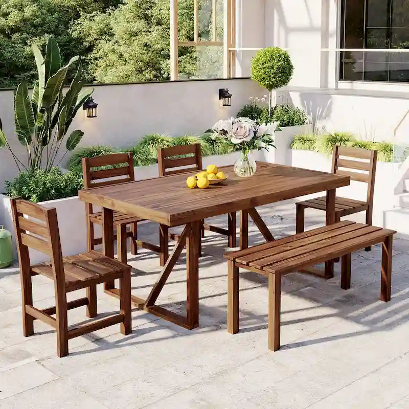 Roomfitters High-Quality Acacia Wood Outdoor Table and Chair Set for Patio, Balcony, Backyard