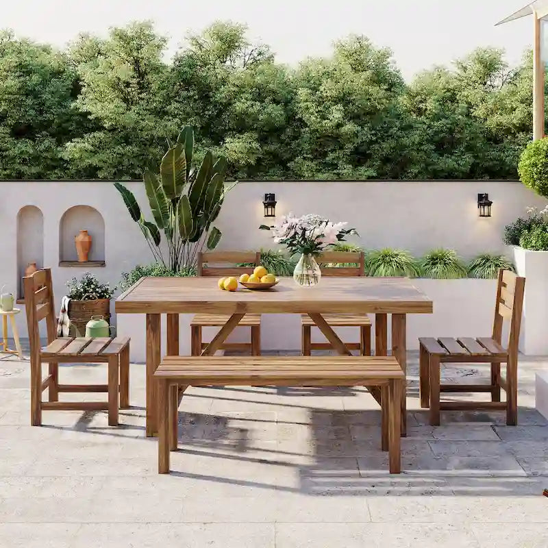 Roomfitters High-Quality Acacia Wood Outdoor Table and Chair Set for Patio, Balcony, Backyard