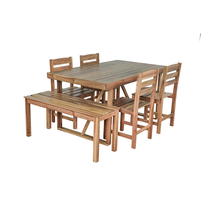 Roomfitters High-Quality Acacia Wood Outdoor Table and Chair Set for Patio, Balcony, Backyard