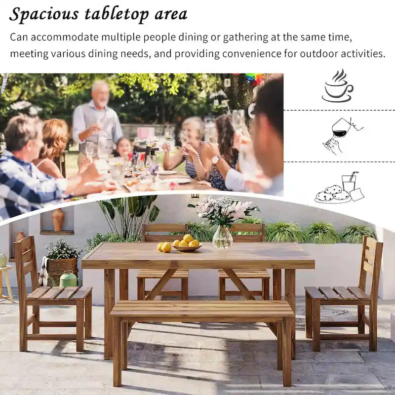 Roomfitters High-Quality Acacia Wood Outdoor Table and Chair Set for Patio, Balcony, Backyard