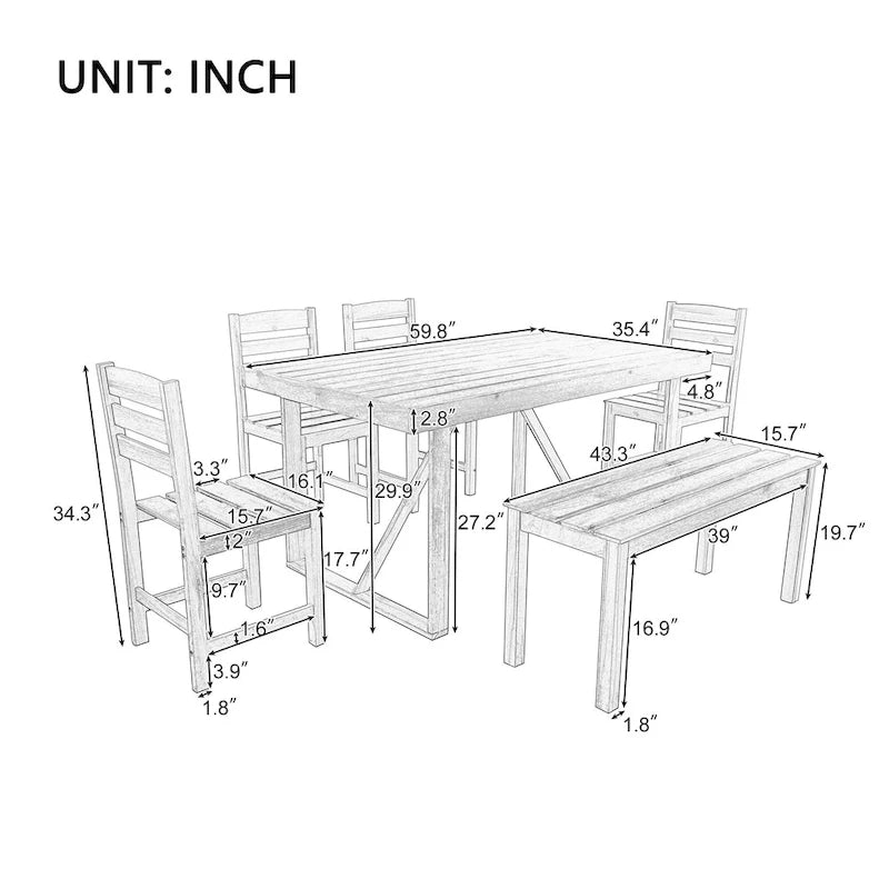 Roomfitters High-Quality Acacia Wood Outdoor Table and Chair Set for Patio, Balcony, Backyard
