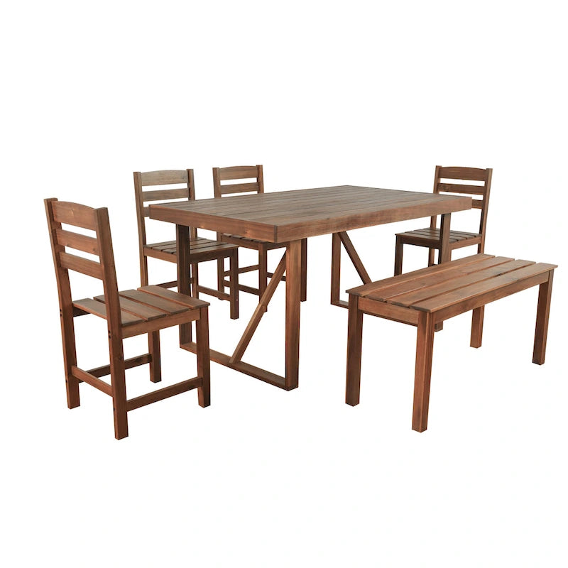 Roomfitters High-Quality Acacia Wood Outdoor Table and Chair Set for Patio, Balcony, Backyard