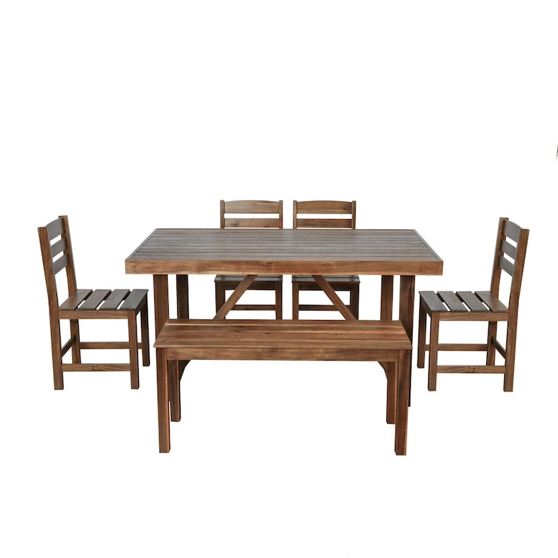 Roomfitters High-Quality Acacia Wood Outdoor Table and Chair Set for Patio, Balcony, Backyard