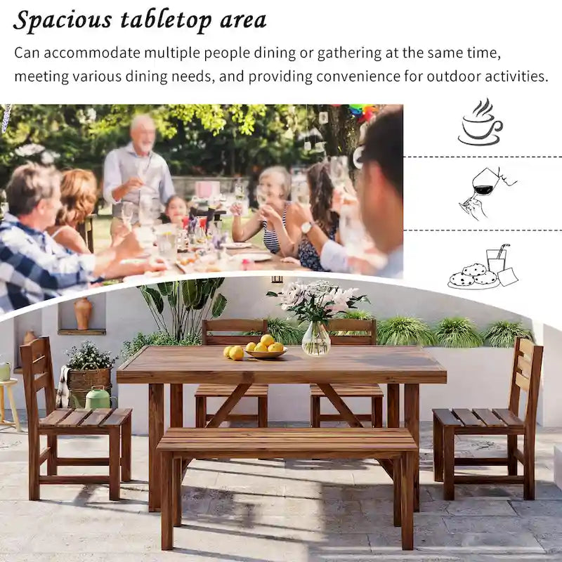 Roomfitters High-Quality Acacia Wood Outdoor Table and Chair Set for Patio, Balcony, Backyard