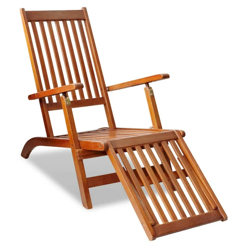 Suvi Outdoor Chaise Lounge Chair, Adjustable Reclining, Footrest, Wood