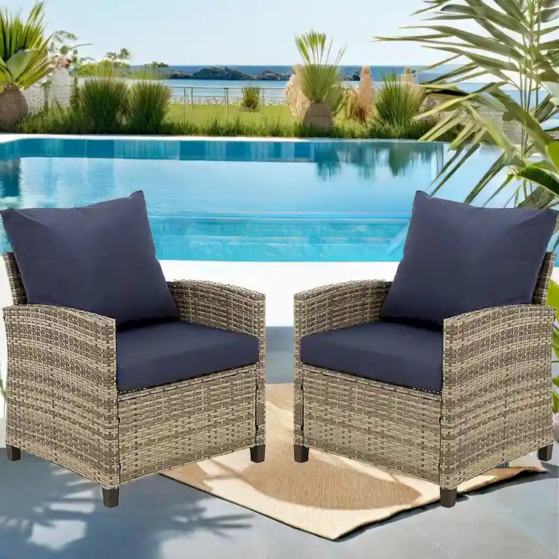 2-Seater Outdoor Wicker Sofa Couch with Comfy Cushions