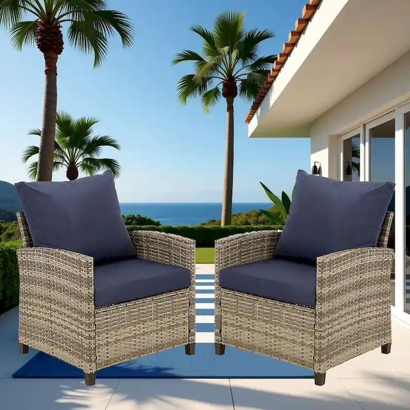 2-Seater Outdoor Wicker Sofa Couch with Comfy Cushions