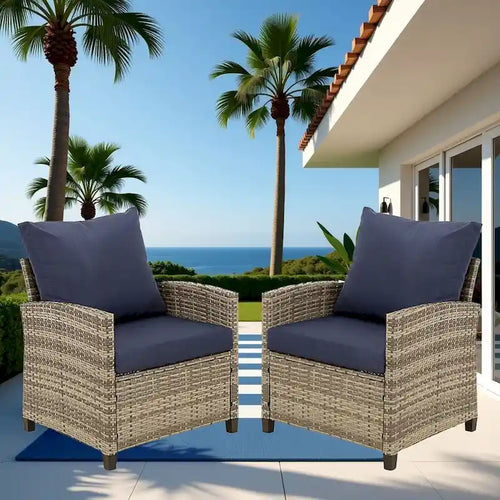 2-Seater Outdoor Wicker Sofa Couch with Comfy Cushions