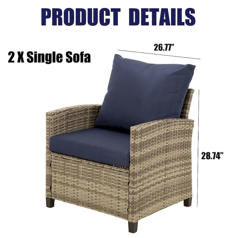 2-Seater Outdoor Wicker Sofa Couch with Comfy Cushions