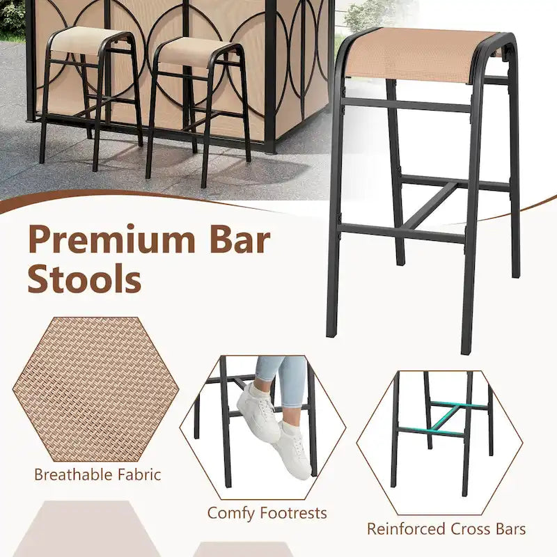 Costway 6.5 x 4 x 8 FT Grill Gazebo Set with 2 Bar Stools, Tempered - See Details