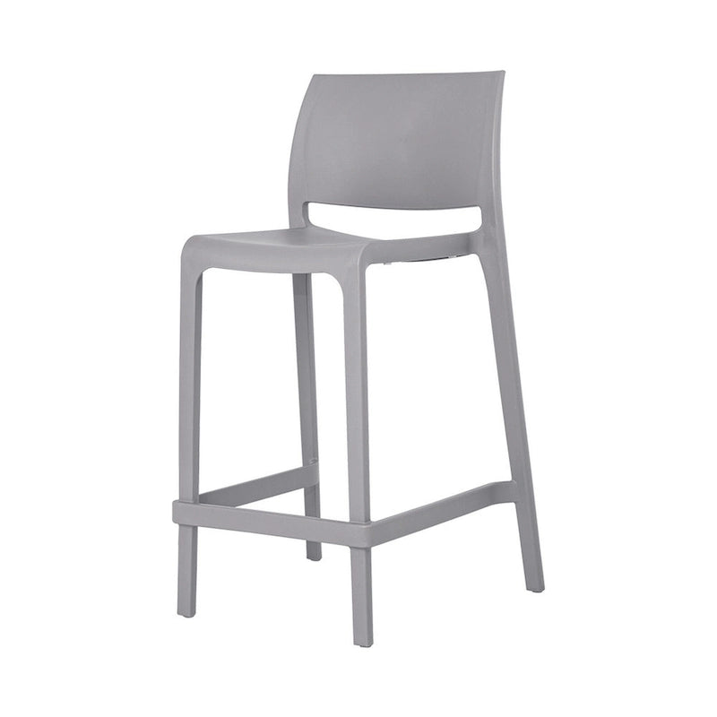 HomeRoots Set of Four 26  Gray Heavy Duty Plastic Low Back Outdoor Counter Height Bar Chairs