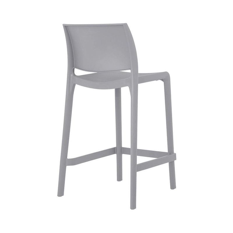 HomeRoots Set of Four 26  Gray Heavy Duty Plastic Low Back Outdoor Counter Height Bar Chairs