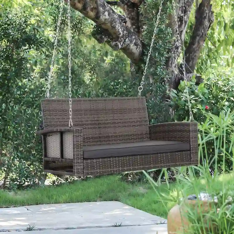 2 Person Wicker Hanging Swing Bench