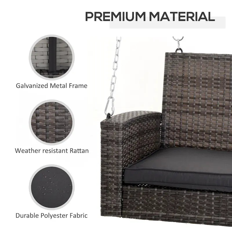 2 Person Wicker Hanging Swing Bench