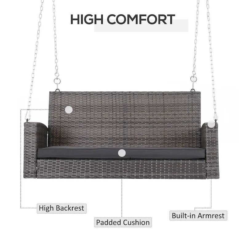 2 Person Wicker Hanging Swing Bench