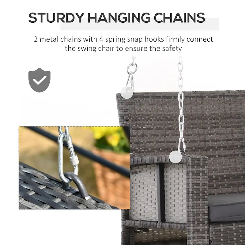 2 Person Wicker Hanging Swing Bench