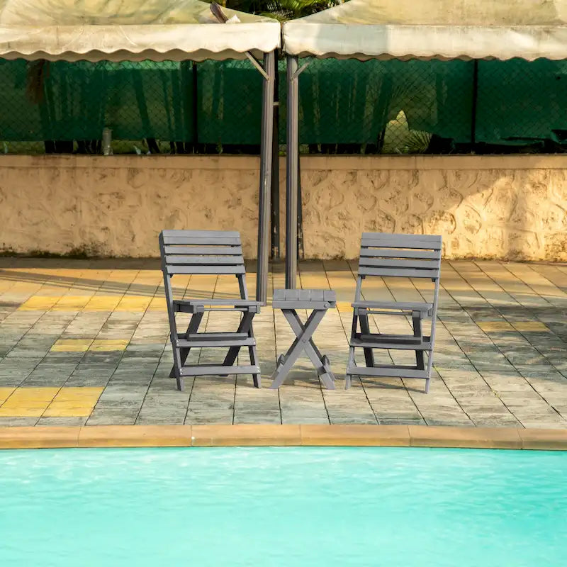 Las Cabos Fully Assembled All-Weather Outdoor Folding Bistro Set - 3-piece
