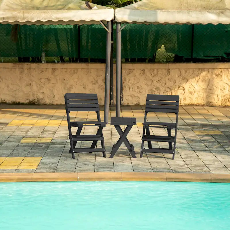 Las Cabos Fully Assembled All-Weather Outdoor Folding Bistro Set - 3-piece