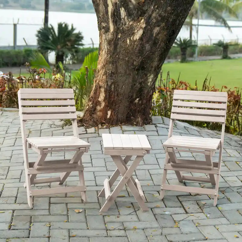Las Cabos Fully Assembled All-Weather Outdoor Folding Bistro Set - 3-piece