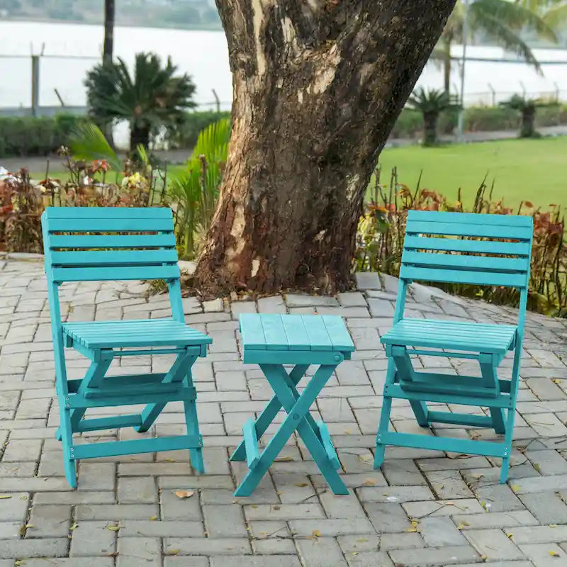 Las Cabos Fully Assembled All-Weather Outdoor Folding Bistro Set - 3-piece