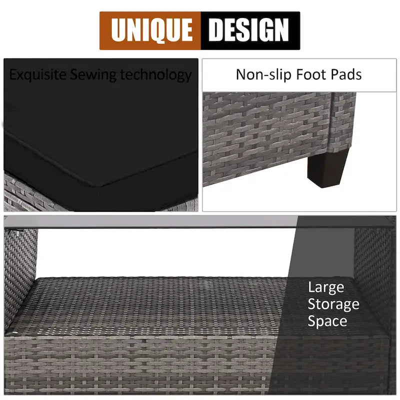 Costway 4PCS Patio Rattan Furniture Set Sofa Ottoman Cushion Garden - See Details