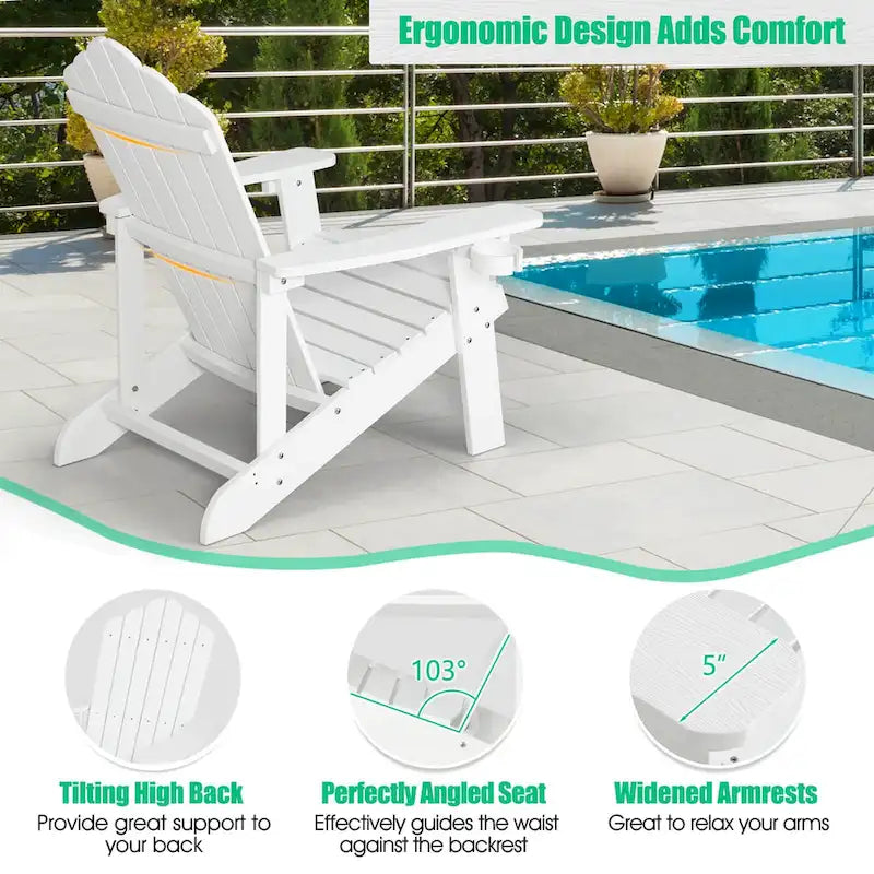 Costway Adirondack Chair HIPS Adirondack Chair with Cup Holder & - See Details