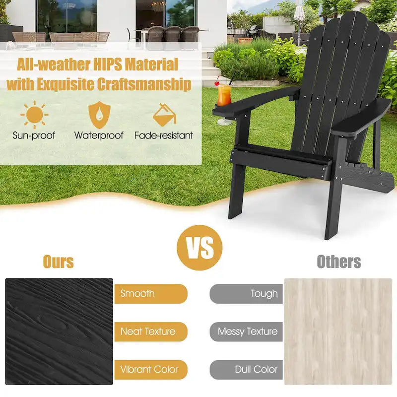 Costway Adirondack Chair HIPS Adirondack Chair with Cup Holder & - See Details