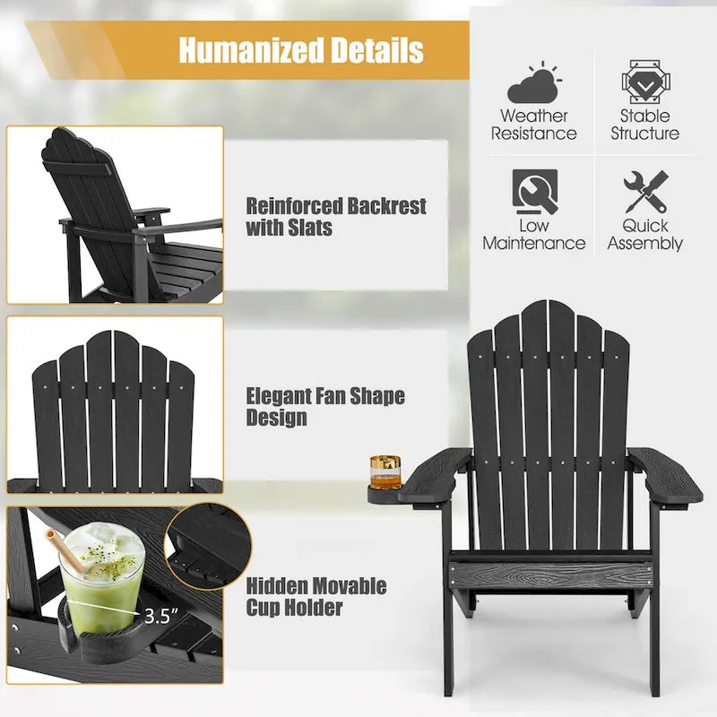 Costway Adirondack Chair HIPS Adirondack Chair with Cup Holder & - See Details