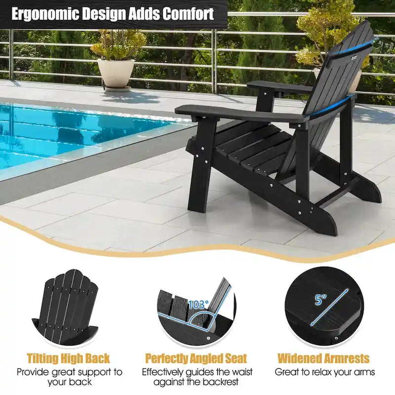 Costway Adirondack Chair HIPS Adirondack Chair with Cup Holder & - See Details