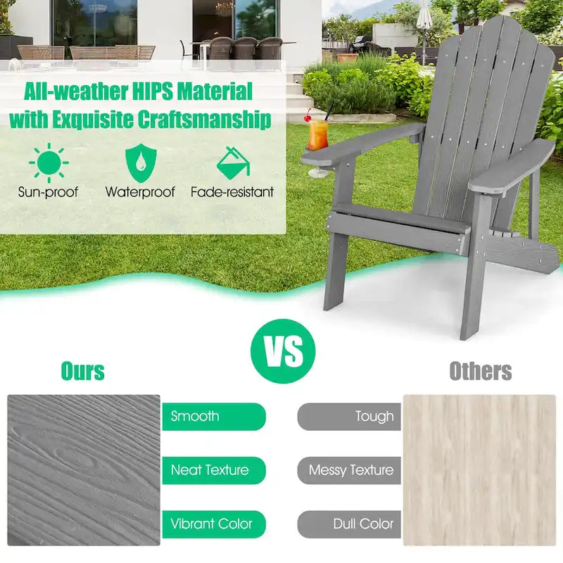 Costway Adirondack Chair HIPS Adirondack Chair with Cup Holder & - See Details