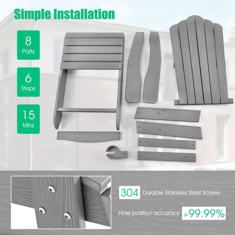Costway Adirondack Chair HIPS Adirondack Chair with Cup Holder & - See Details