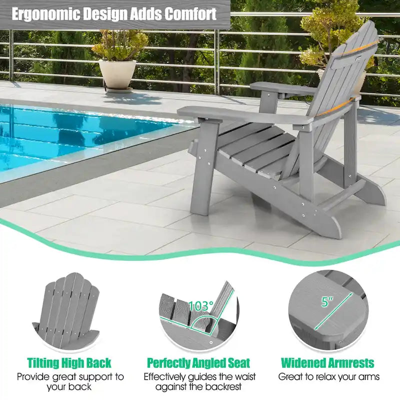 Costway Adirondack Chair HIPS Adirondack Chair with Cup Holder & - See Details
