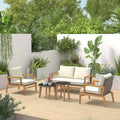 Costway 5 Piece Rattan Furniture Set Wicker Woven Sofa Set with Solid - See Details