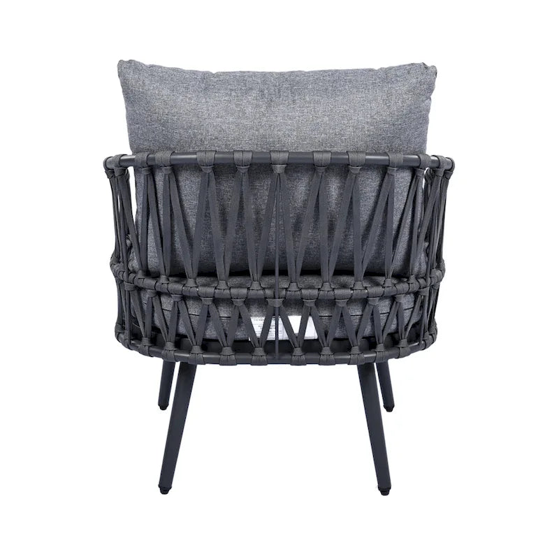 4-Piece Outdoor Patio Furniture Set, All Weather Sectional Furniture Set with Woven Rope Chairs and Coffee Table