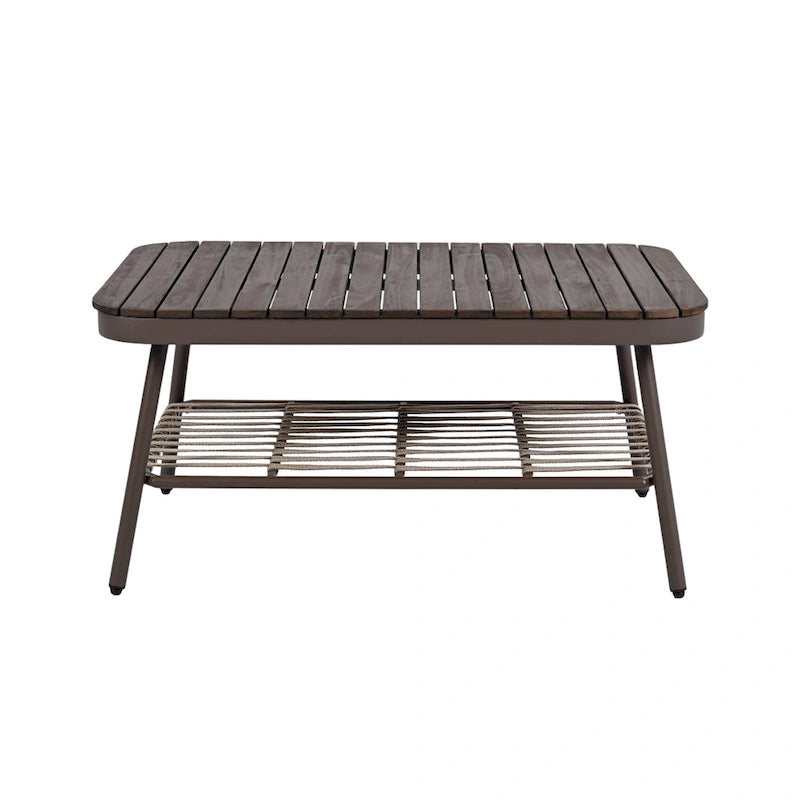 4-Piece Outdoor Patio Furniture Set, All Weather Sectional Furniture Set with Woven Rope Chairs and Coffee Table