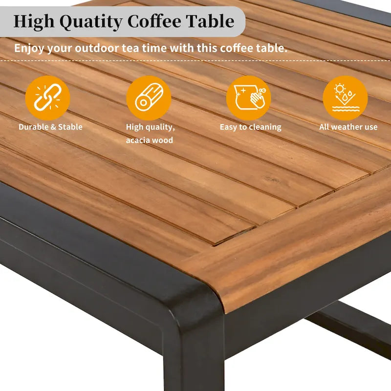 4 Piece Outdoor Patio Furniture Set, Patio Sectional L-shaped Sofa Set with Soft Cushion and Rectangular Coffee Table