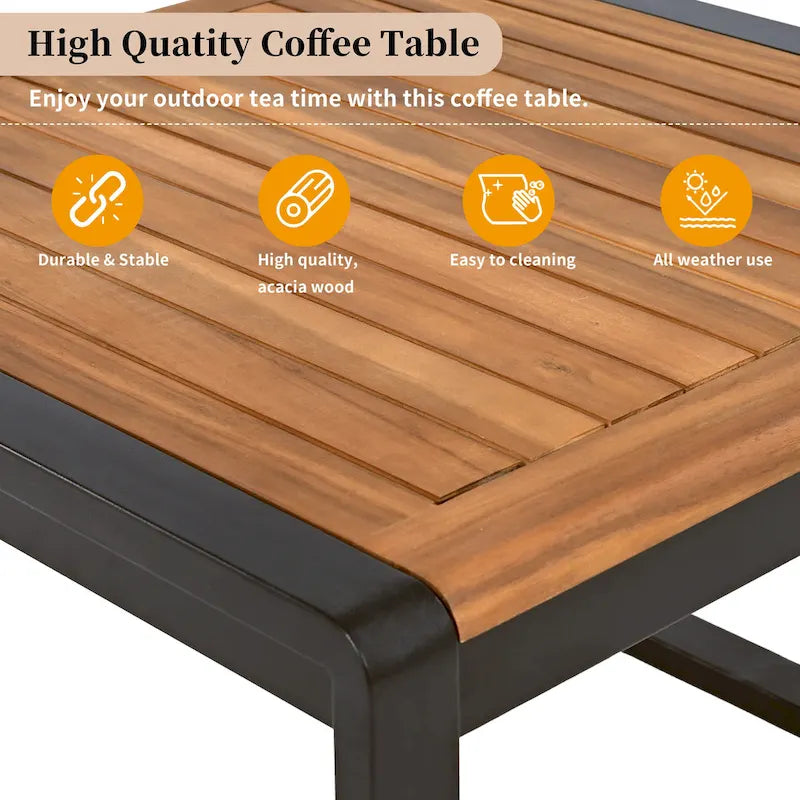4 Piece Outdoor Patio Furniture Set, Patio Sectional L-shaped Sofa Set with Soft Cushion and Rectangular Coffee Table