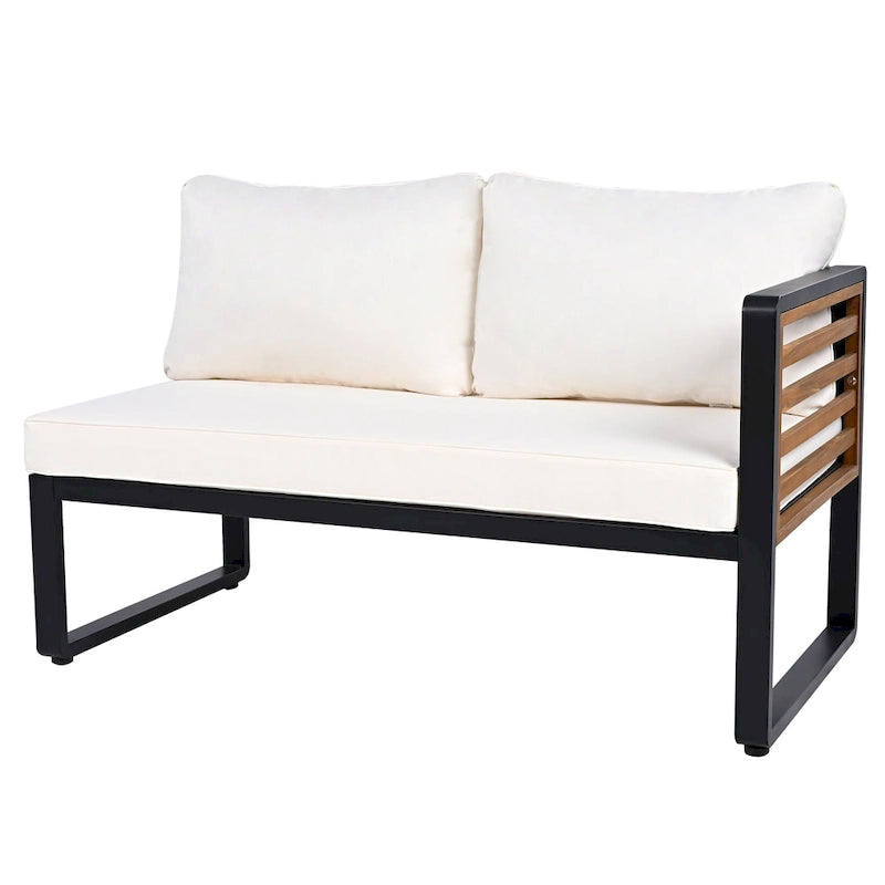 4 Piece Outdoor Patio Furniture Set, Patio Sectional L-shaped Sofa Set with Soft Cushion and Rectangular Coffee Table