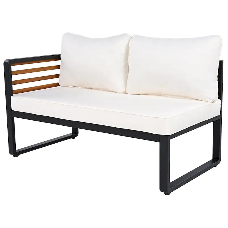4 Piece Outdoor Patio Furniture Set, Patio Sectional L-shaped Sofa Set with Soft Cushion and Rectangular Coffee Table