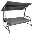 Sunjoy Luxury 4 Seater Steel Patio Swing Bed Convertible Design with Elastic Mesh Seat, Cushions & Adjustable Canopy