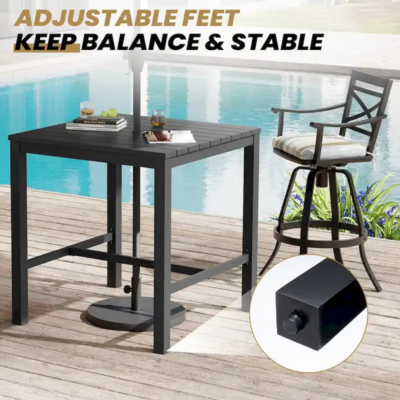 3/5-Piece Patio Bar Stool Set Cast Aluminum Swivel Bar Stools with Sunbrella Fabric Cushion