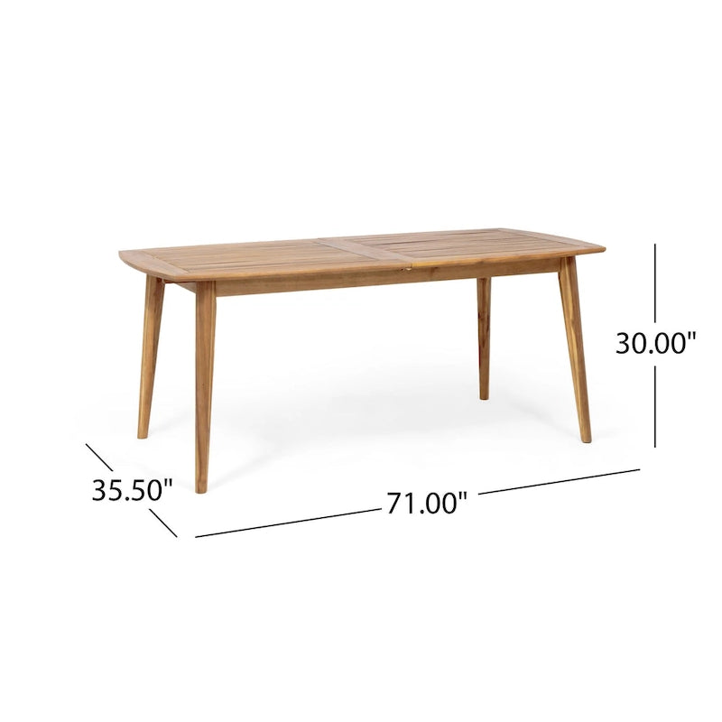 7-Piece Outdoor Extendable Dining Set with Extendable Acacia Wood Table and 6 Stackable Chair